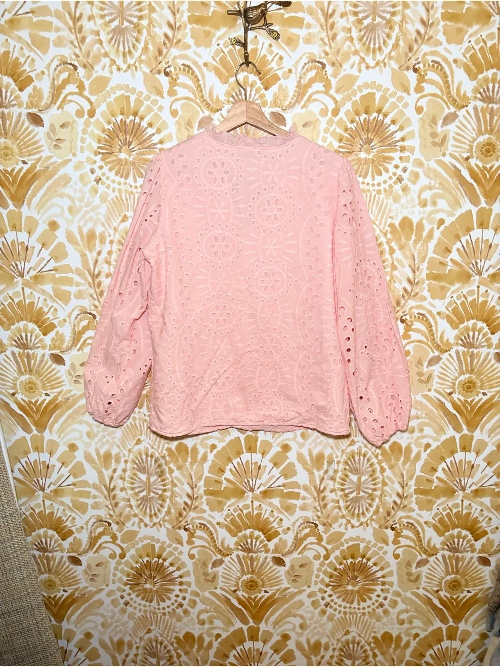 Peach Eyelet Embroidered Blouse | Romantic Puff Sleeve Top | Boho Cottagecore
